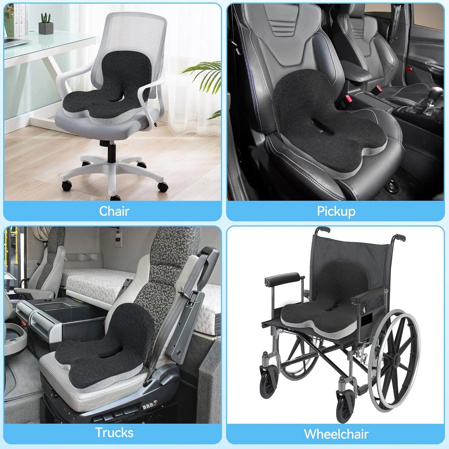 1PCS Non-Slip Memory Foam Seat Pillows Cushion for Tailbone Sciaticaback Pain Relief Comfort Chair Car Seat Waist Pads