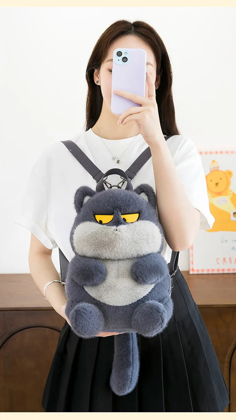Kawaii Plush Stuffed Cat Doll Backpack Cute Kids Birthday Xmas Gift 2025 New Arrival Plush Toy for Children Girls Soft Cuddly
