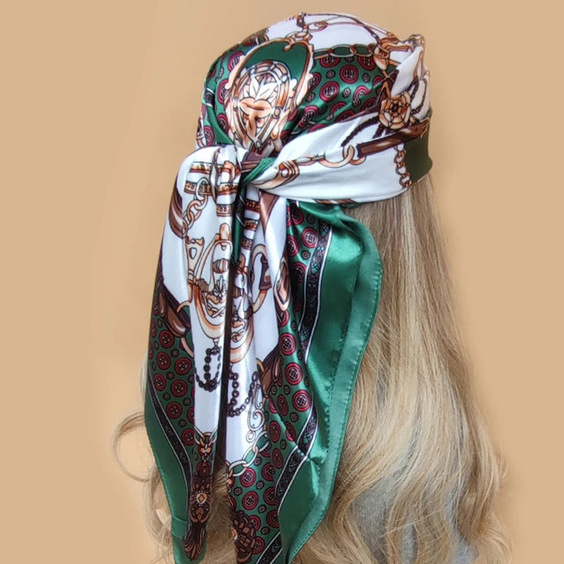 Retro Women Silk Scarf Bandanna Fashion Bohemian Pattern Square Hijab Lady Wrap Headband foulard muffler
