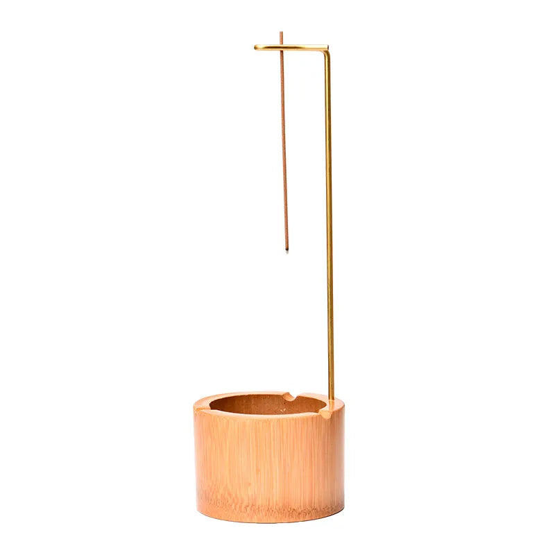 Natural Bamboo Incense Burner Upside Down R-shaped Brass Incense Holder Incense Plate Ash Catcher Home Decor