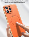 Magnetic Leather for Magsafe Case for iPhone 16 15 14 Pro Max 16Pro Ring Luxury Lens Protection Holder Phone Back Cover
