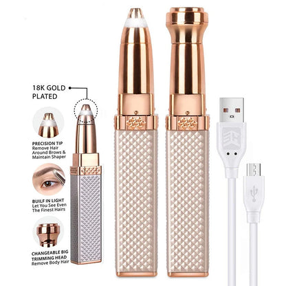 Xiaomi 1pc Rechargeable 2in1 Eyebrow Razor and Hair Shaver with LED Light Painlessly Remove Peach Fuzz Facial Hair Eyebrows Lips