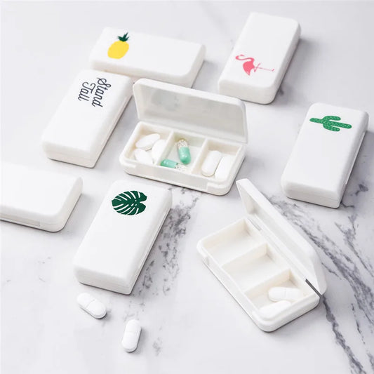 Pill Box Mini Pill Case 3 Grids Tablet Pill Organizer Case Dispenser Travel Tablet Holder Container Medicine Drug Storage Box