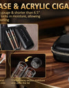 Cigar Humidor, Cedar Wood Cigar Box, Includes Leather Cigar Case, Cigar Tube, Digital Hygrometer and 2 Humidifiers, Gift Set