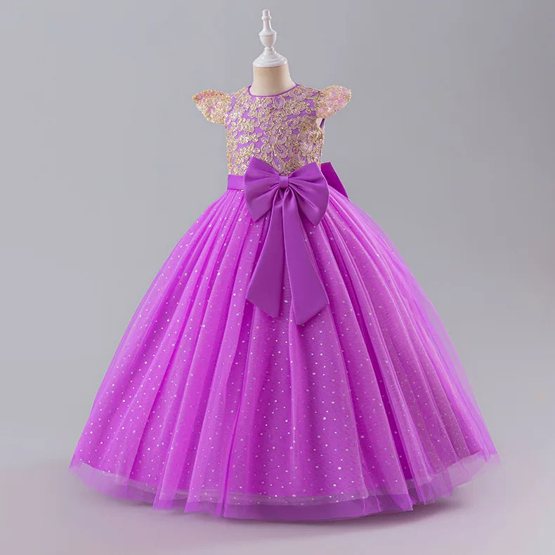 Girls Princess Dress - Fluffy Tulle Ball Gown with Bow Belt First Birthday Party Dress, Flower Girl Wedding Outfit