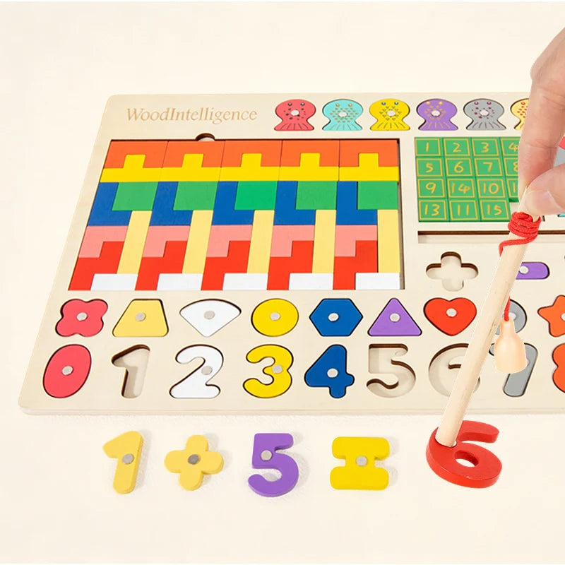Montessori Wooden Educational Shape and Number Matching Puzzle Board