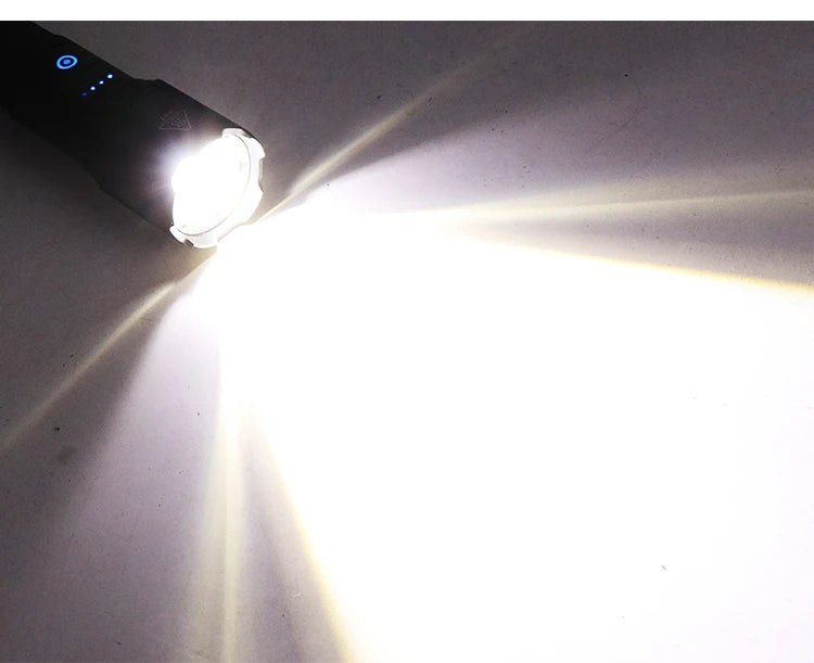 High Power Tactical Flashlight Rechargeable Zoom LED Torch with 5 Charging Modes Pen Clip