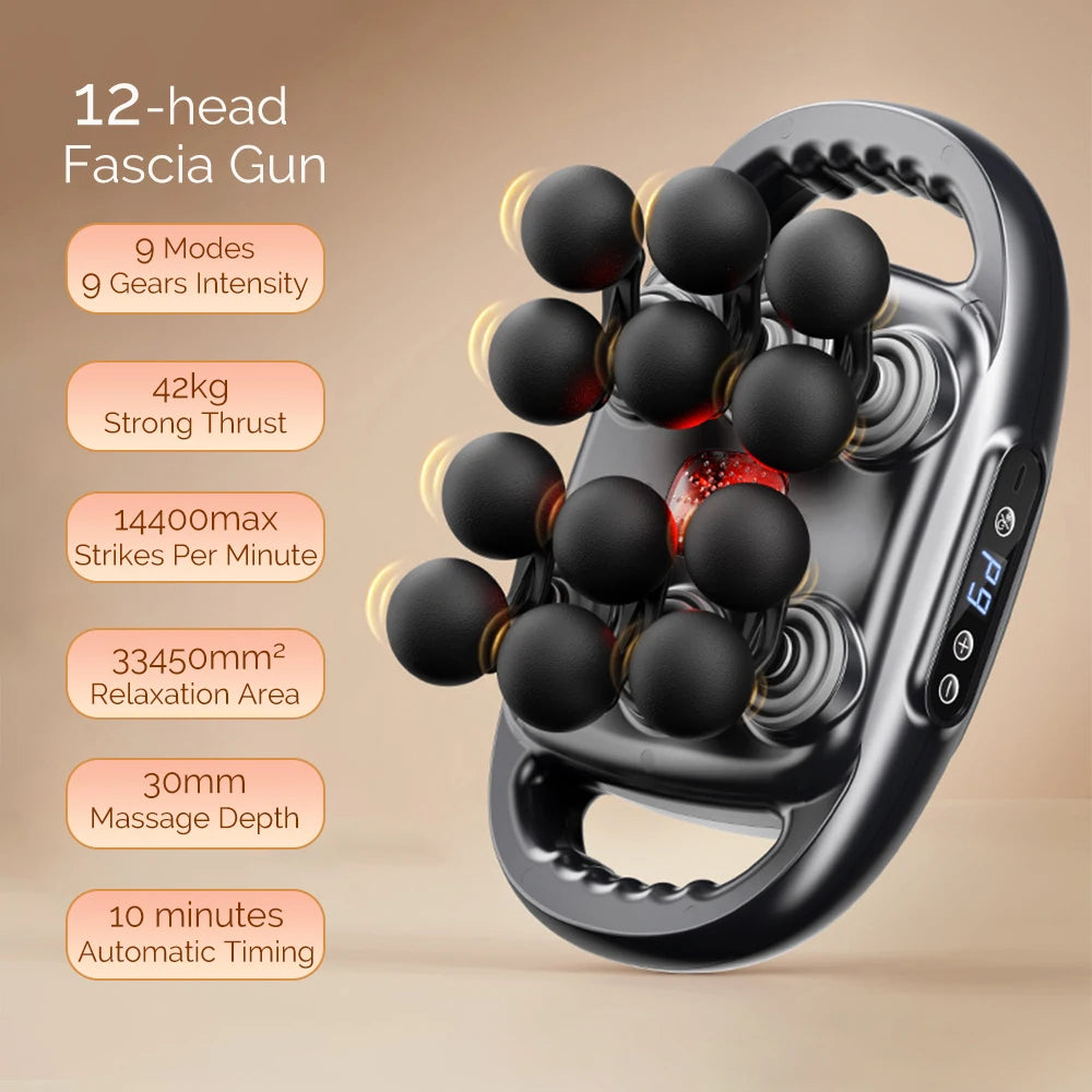 12-Head Fascia  High Frequency Vibration Body Massage  Back Massager Waist Massager Neck Shoulder Thigh Fascia masajeador