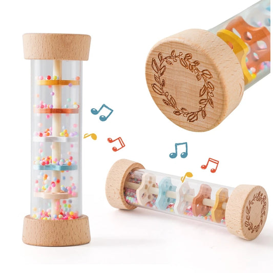 Baby Wooden Rain Sound Pipe Simulation Rain Sound Wooden Toy Gift Hourglass Fun Music Shaker Early Education Enlightenment Toy