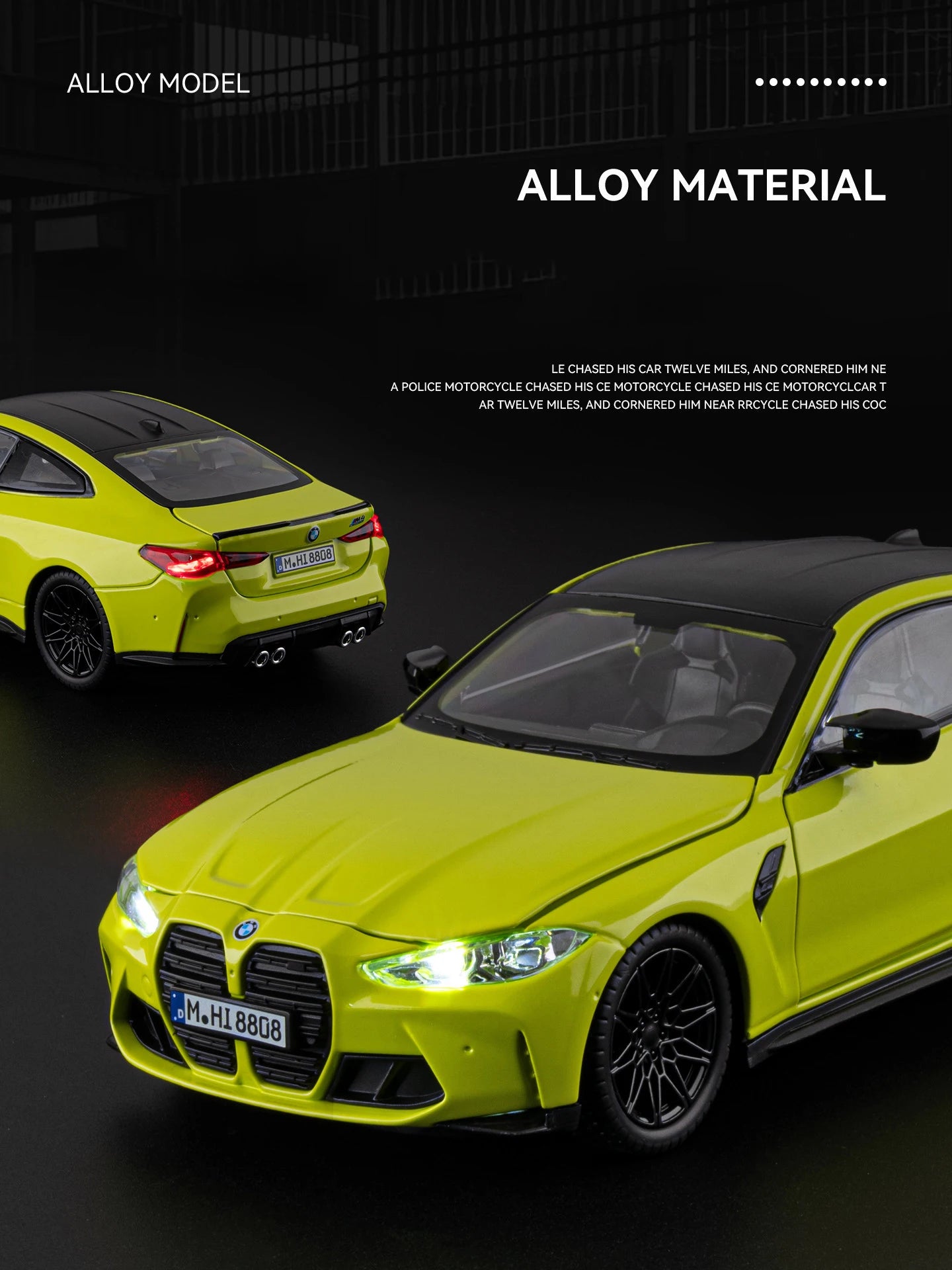 1 24 Scale BMW M4 G82 Supercar Diecast Pull Back Model Car with Sound and Light