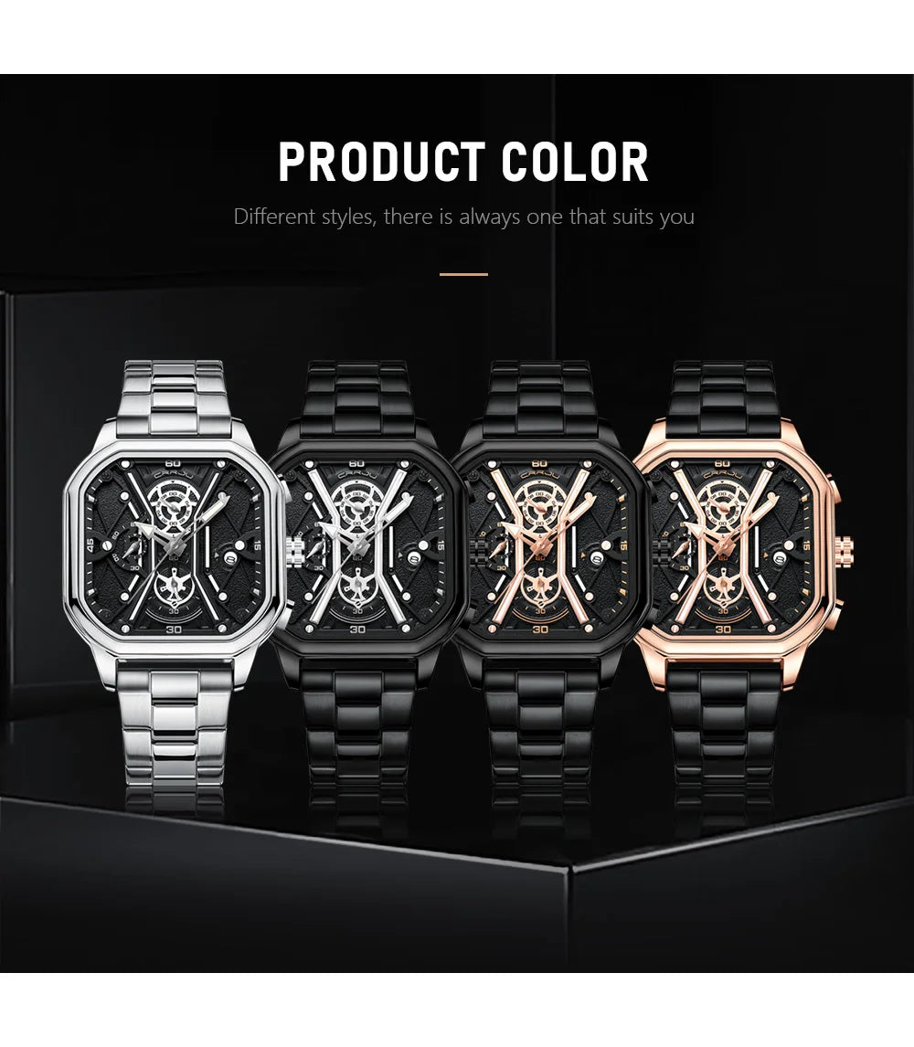 Men Watches Quartz High Quality Stainless Steel Top Brand Luxury Business Waterproof Luminous Chronograph Watch