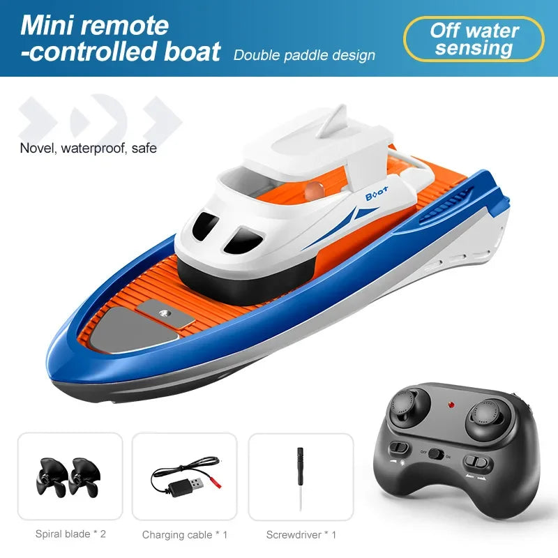 Mini Rc Boat 1/32 Radio Remote Controlled High Speed Ship with Led Light Palm Boat Summer Water Toy Pool Toys Models Gifts