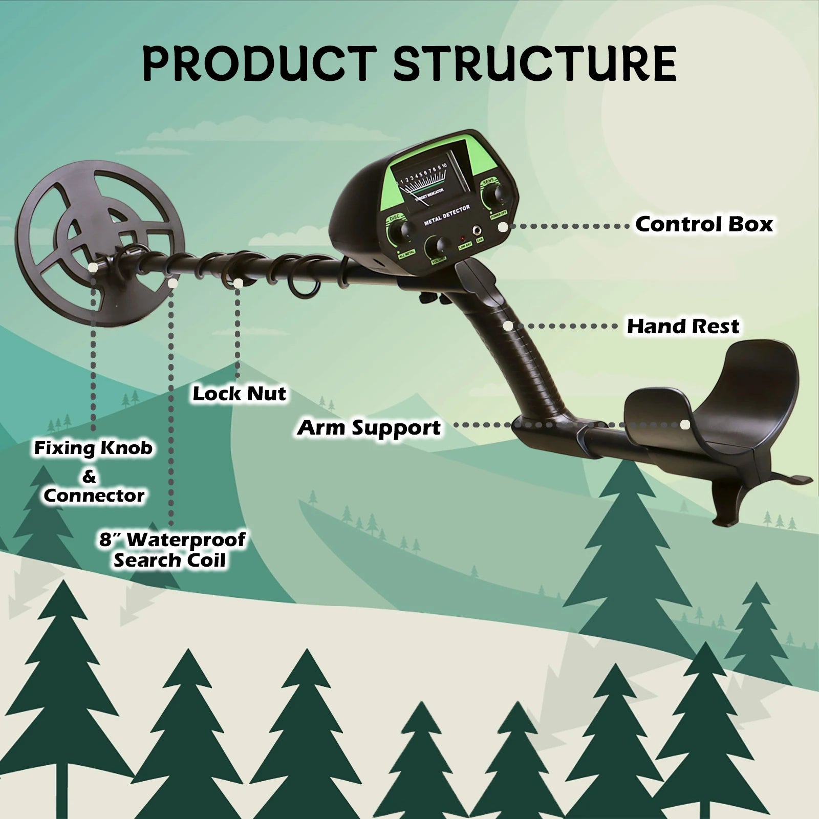 Underground Metal detector GTX5030 - Detection of gold, silver, copper, iron coins all metal detection, easy operation