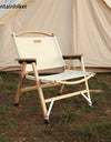 Outdoor Chair Camping Folding Portable Backrest Chair Camping Leisure Faux Wood Armrest Fishing Garden Chair
