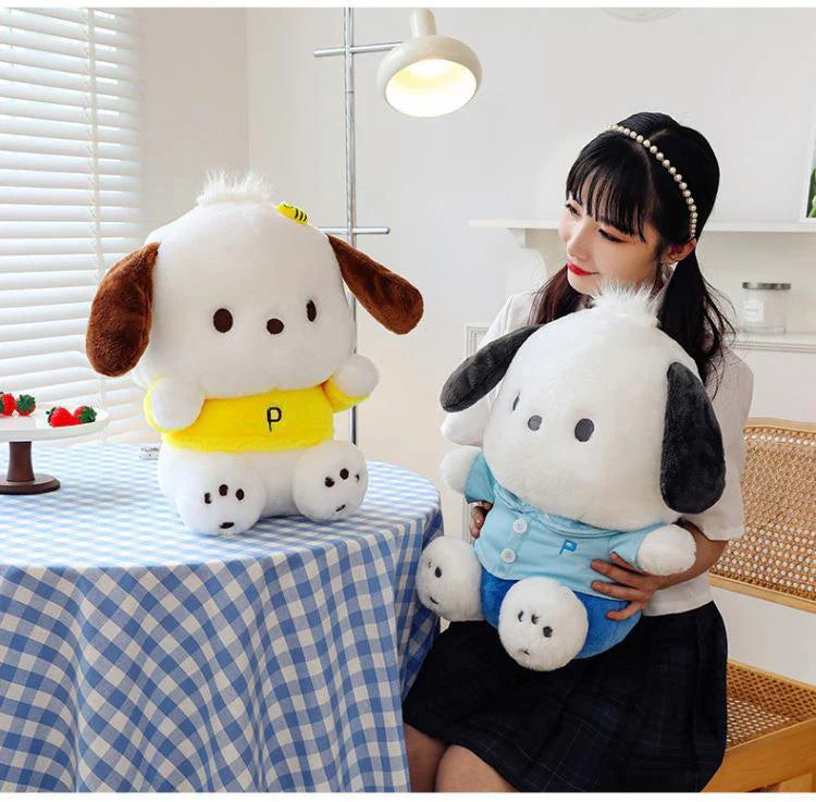 Cartoon Sanrio Pochacco Plush Toy Soft Stuffed Doll Cute Sofa Cushion Bedroom Decoration  Soothing Pillow  Anime Gift