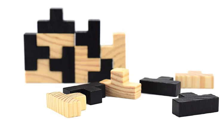 Wooden Interlocking Cube Brain Teaser Puzzle