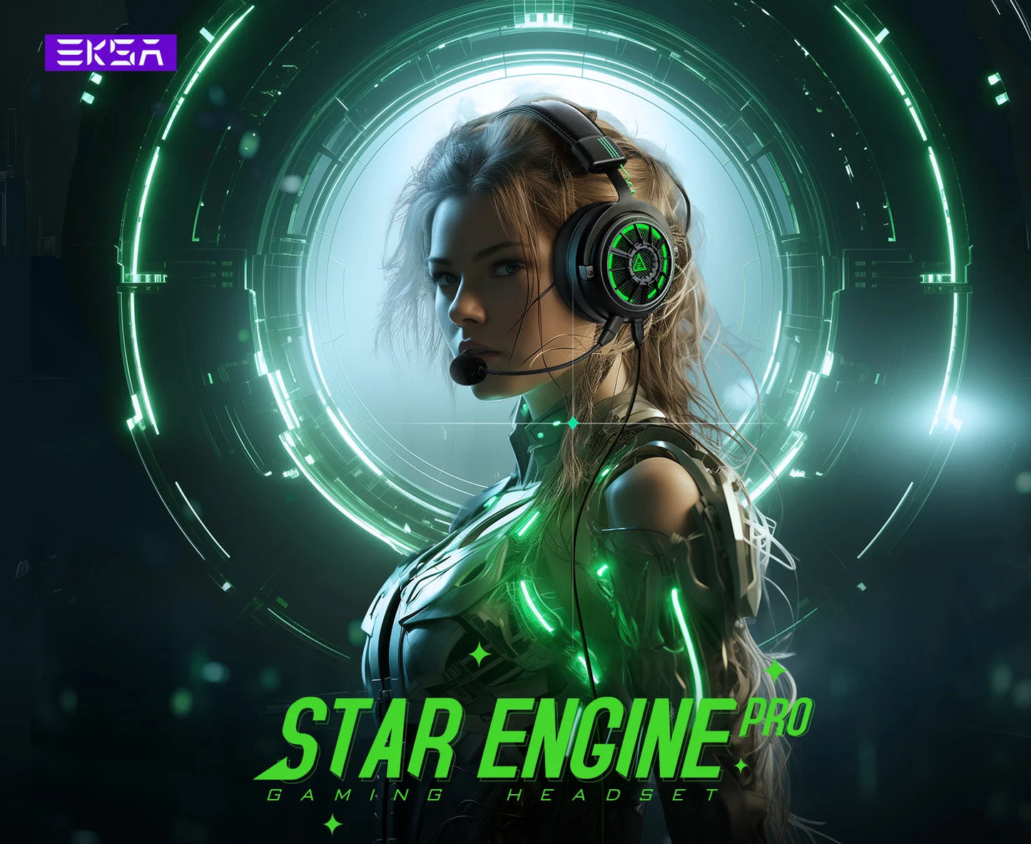 EKSA StarEngine Pro Wired Gaming Headset 7.1 Surround PC Headphones Gamer With ENC Mic USB/Type C/3.5mm for PS4 PS5 Xbox
