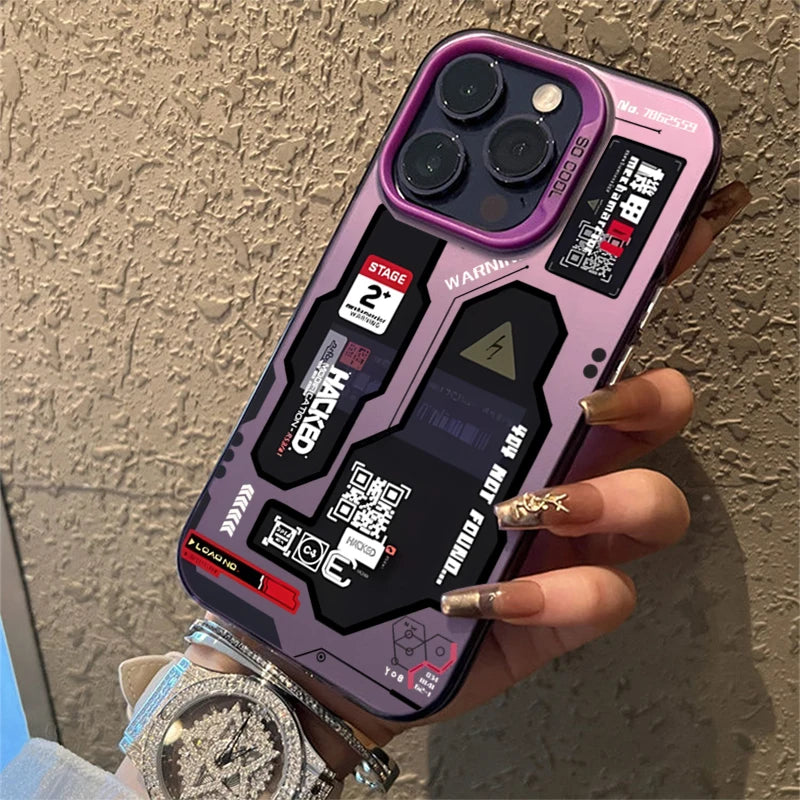 Phone Case For iPhone 16 15 14 17 Air Pro Max Shockproof Mecha-Style Graffiti Shockproof Cover