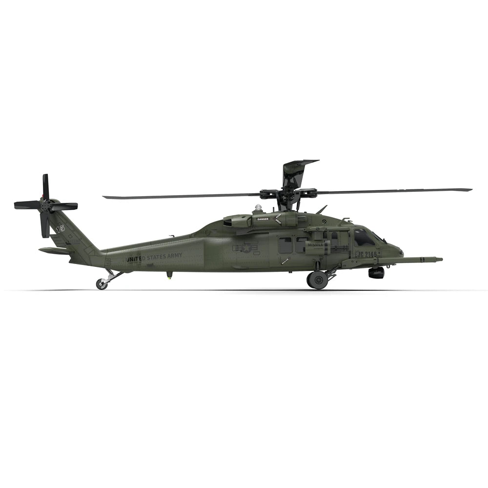 Six Channel Flybarless Remote Control Military Helicopter With Six Axis Gyroscope