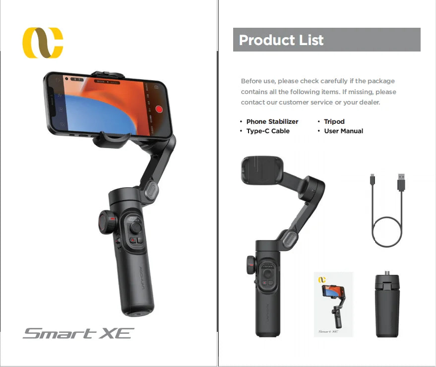 3-Axis Handheld Gimbal Stabilizer SmartXE for Smartphone for iPhone Android AI Face Tracking TikTok Vlog