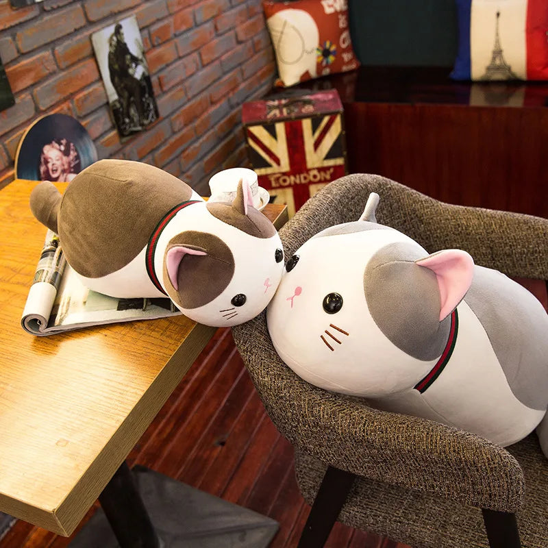 Kawaii Plush Toy Cute Cat Pillow Stuffed Doll Soft Cuddly Animal for Kids Birthday Gift Perfect Sleep Companion and Pet Style