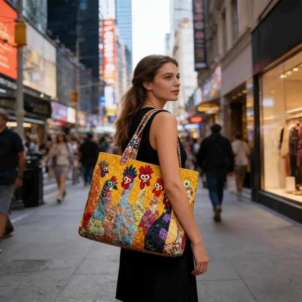 Vintage Quilted Tote Bag Large Capacity 3D Printed Shoulder Handbag