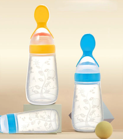 Squeezing Baby Feeding Bottle Silicone Newborn Baby Training Rice Spoon Infant Cereal Food Supplement Feeder Toddler Milk Bottle