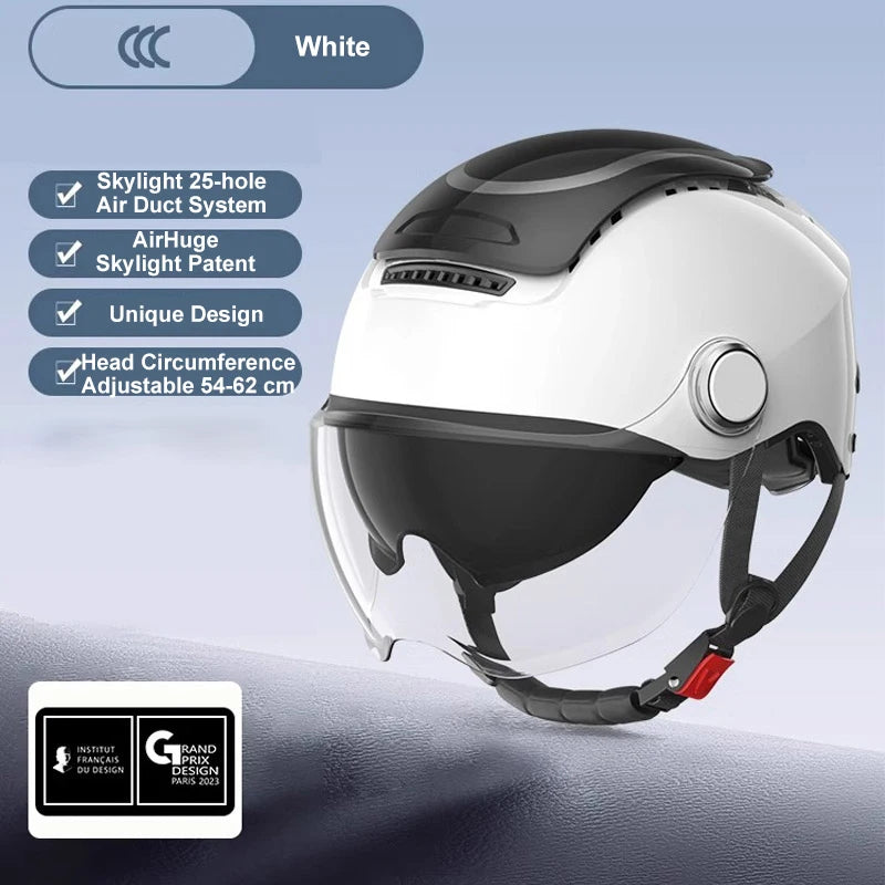 Open Face Electric Bike Helmet With Dual Visor
