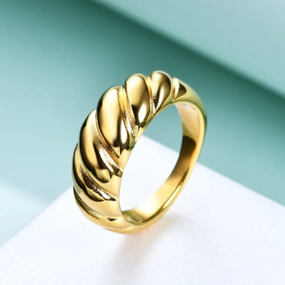 18k Gold Plated Titanium Steel Bread Ring For Women