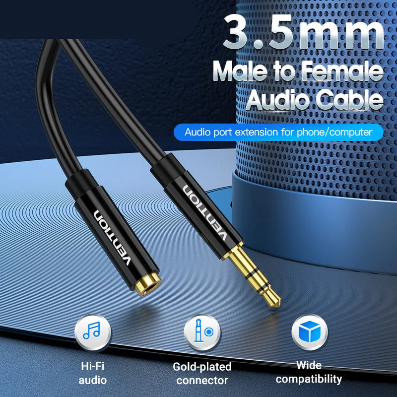 3.5MM Male to Female Extension Cable Jack 3.5 Aux Cable for Car Laptop Mini PC TV Stereo Audio Headphone Speaker Cable