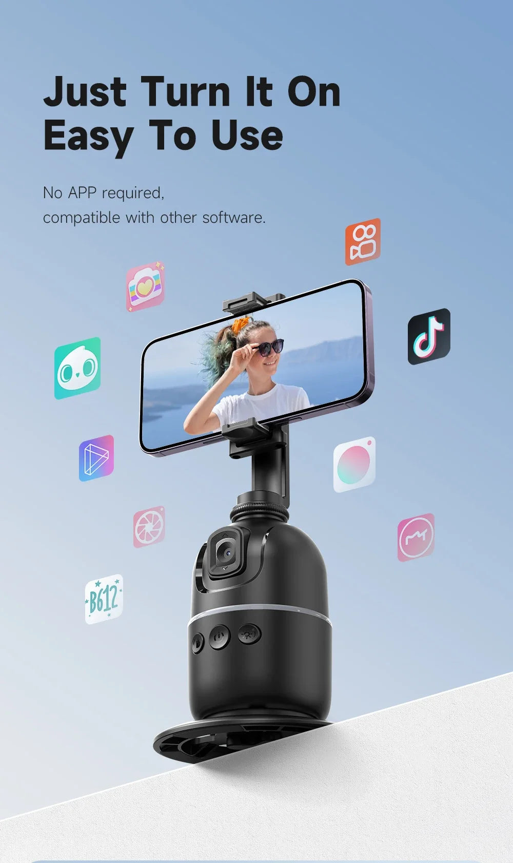 P03 Gimbal Stabilizer for Mobile Phone AI 360 Follow Selfie Stand Face Tracking Desktop Gimbal for Cellphone and Cameras