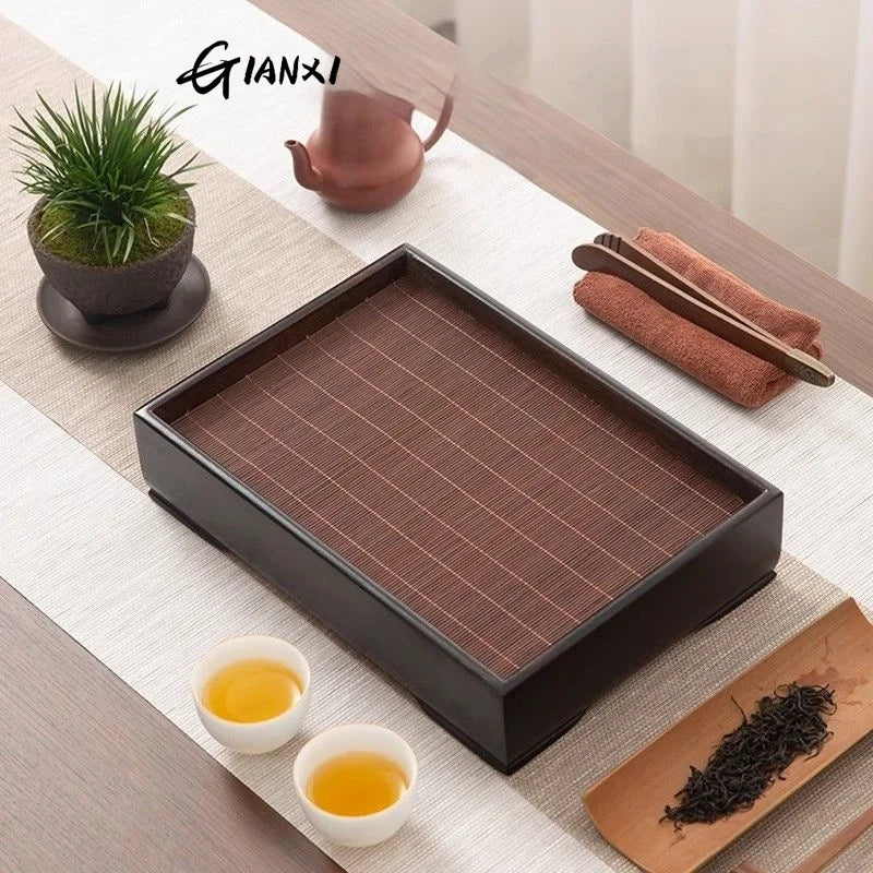 Home And Kitchen Tea Tray Portable Dishes For Tea Ta Kawi Bamboo Rectangle Wooden Tray For Chaban Tea Table Serving Trays