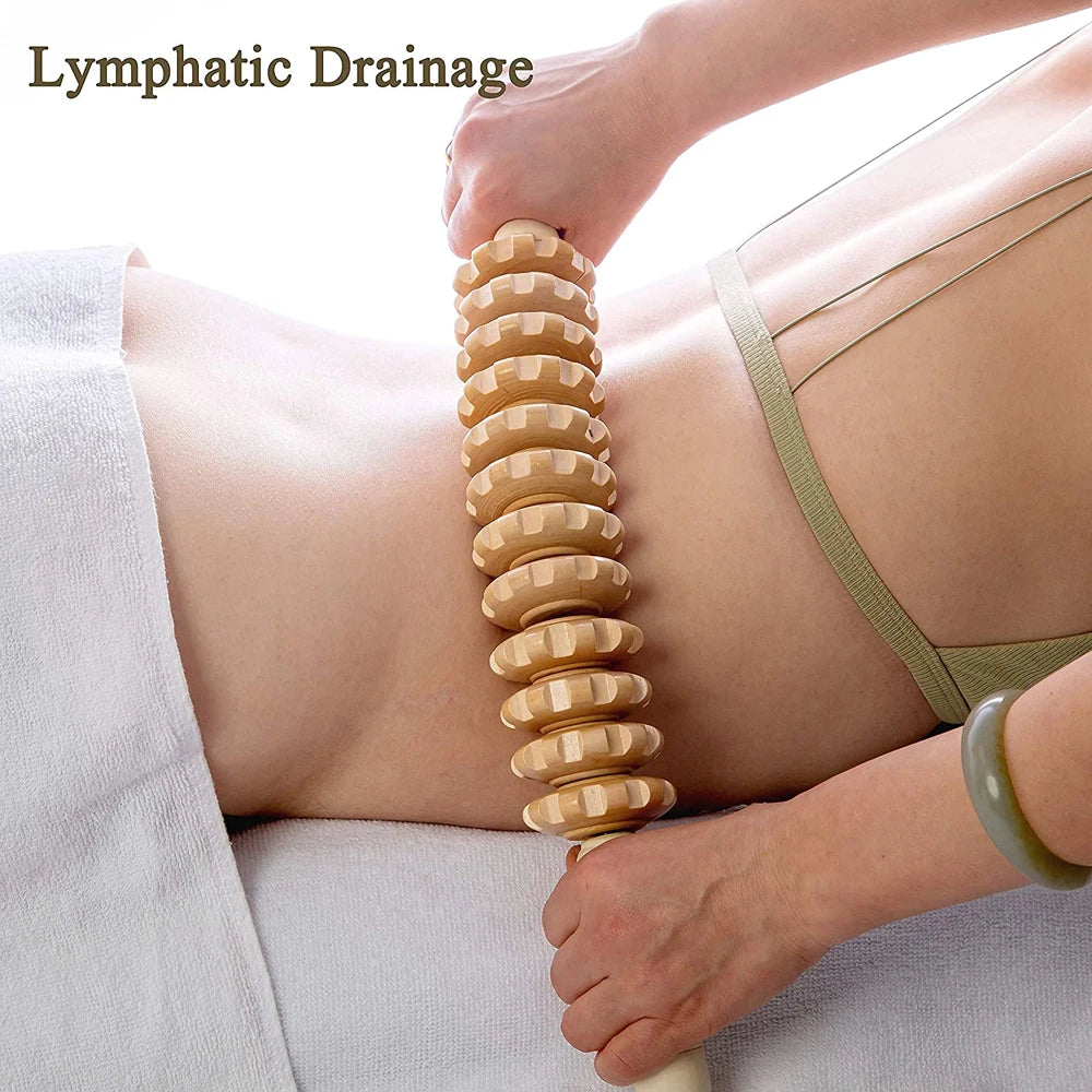 1 PC Wood Bendable Massage Roller Wooden Therapy Massager Tools,Lymphatic Drainage,Cellulite Trigger Point Manual Muscle Release