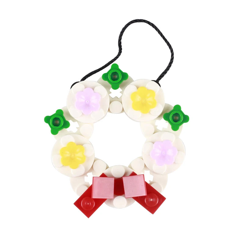 Christmas Village House Building Blocks Sleigh Reindeer Tree Present Car Wreath Fireplace Gingerbread Man Bricks Toys  Gift