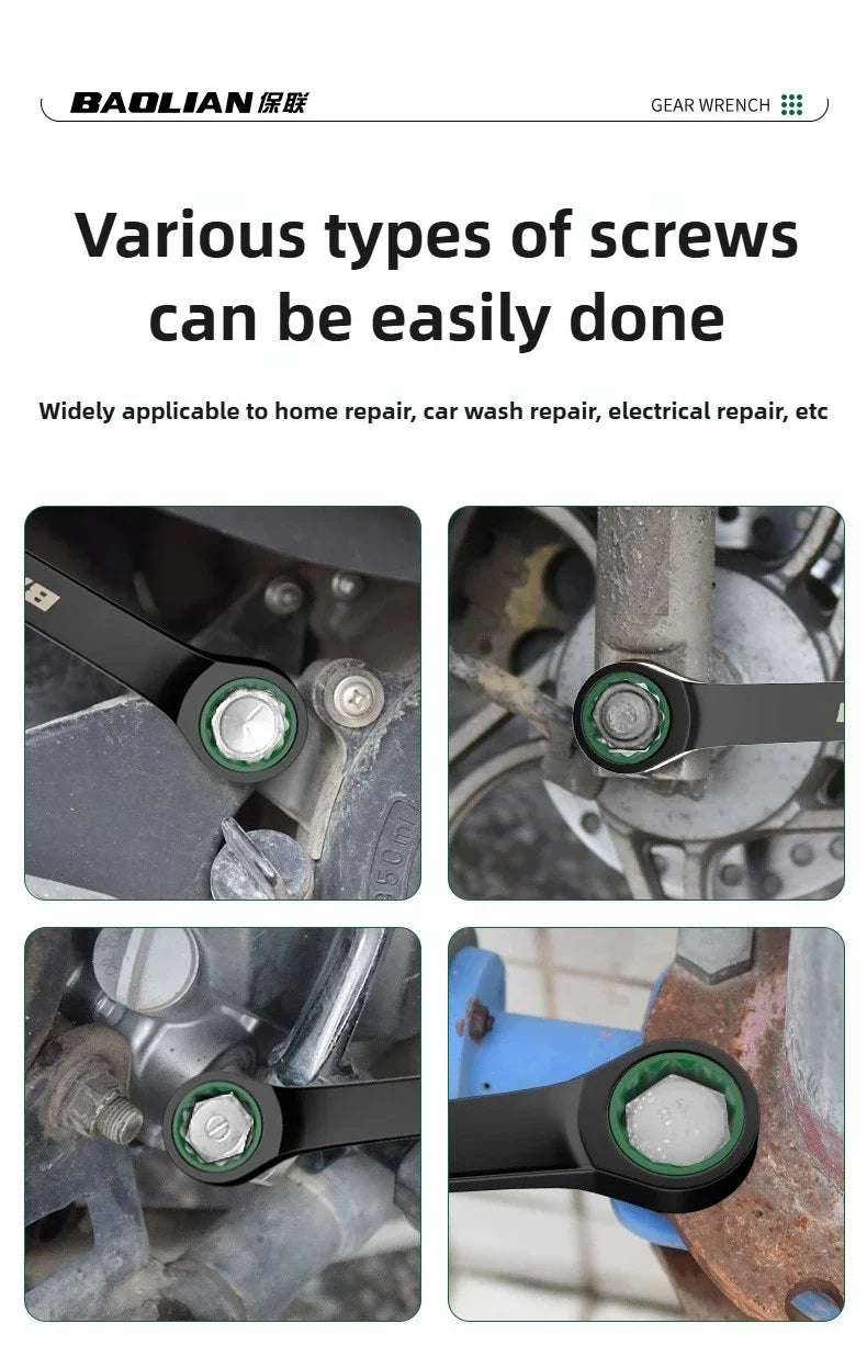 Dual Directional Fast Plum Blossom Ratchet Wrench, Industrial Grade Automatic Small Opening Dual-use Wrench Tool