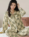 Women’s Winter 100% Cotton Pajama Set – Loose Fit, Turn-Down Collar, Long Sleeves, Cute Pink