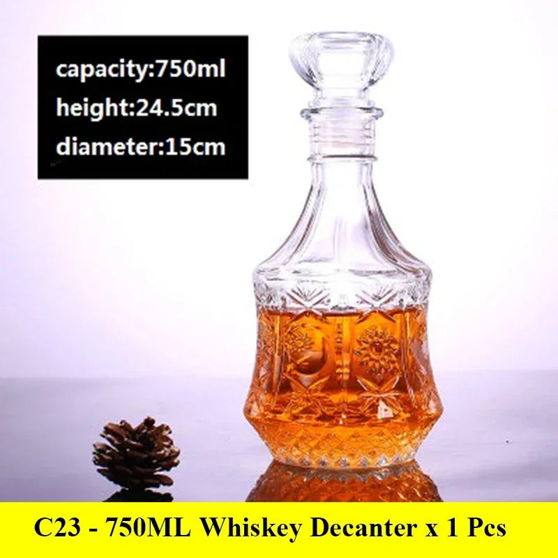 3 styles barware wine glass bottle 1000ml lead-free glass whiskey decanters for Liquor Scotch Bourbon