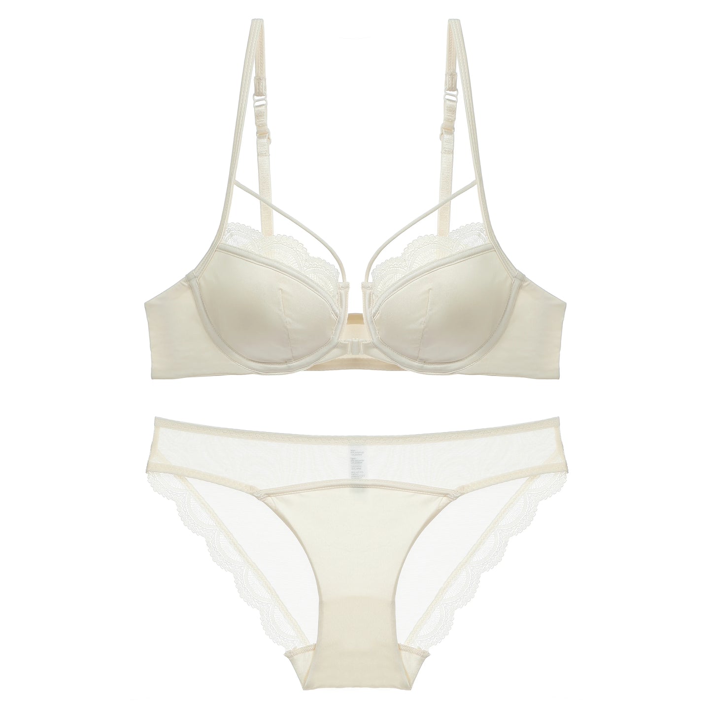 Womens French Lace Front Closure Push Up Bra and Brief Set