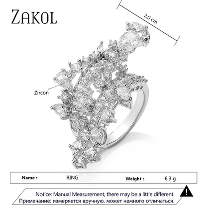 Luxury Mutilcolor Cubic Zirconia Engagement Rings for Women Shinny Green Crystal Banquet Ring