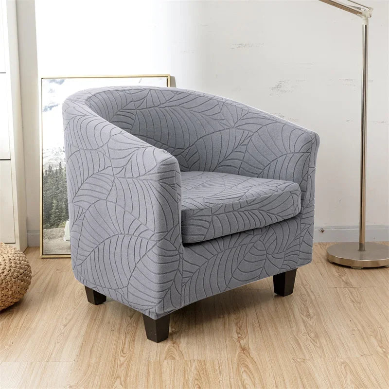 Tub Club Armchair Covers Leaves Jacquard Bar Chair Cover Solid Color Relax Single Sofa Slipcovers with Seat Cushion Cover Home