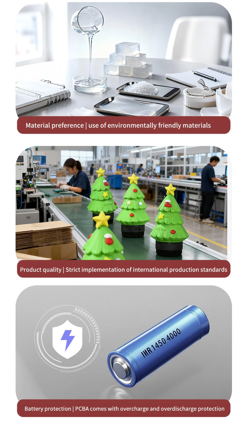 Christmas Eve Light Mini High Fidelity Bluetooth 5.3 Speaker TWS Connection Stereo Rechargeable LED Desk Lamp Christmas Gift