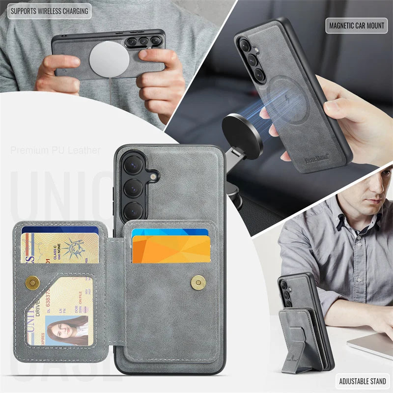 2 in 1Detachable Blocking Wrist strap Card Slot Wallet Case For Samsung Galaxy S 24 25 22 23 Ultra FE Plus  Phone Case