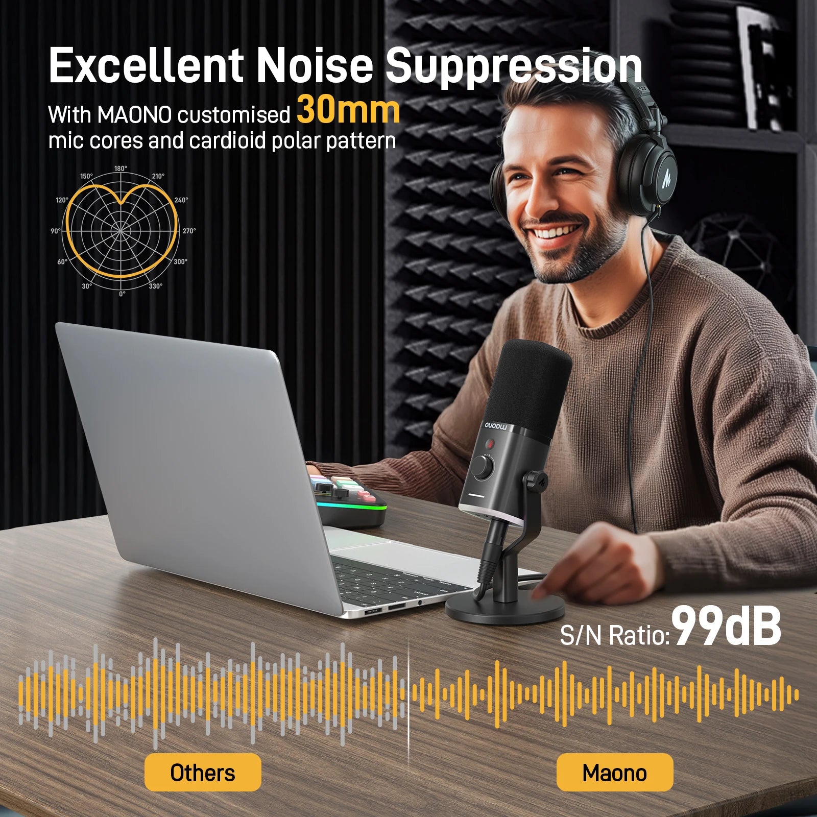 PD100X Dynamic Microphone Software Noise Reduction Included RGB gaming mic Enhances gaming experience Ideal for recording