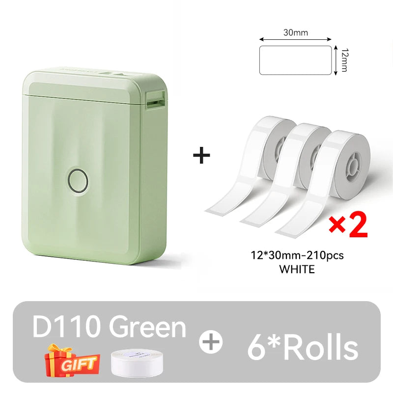 D110 Mini Thermal Label Printer, Bluetooth Portable Pocket Sticker Maker 12–15mm Inkless Label Printer for Home Organization