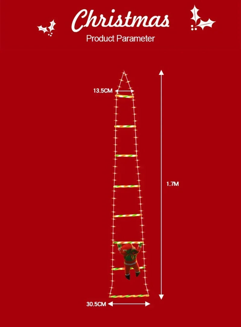 Christmas Decoration LED Ladder Light Strip Climbing Santa Claus Outdoor 8 Modes Christmas Tree For Home Window Christmas Decor