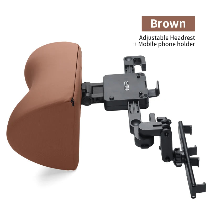 Six-way adjustable U-shaped memory cotton car headrest Brown