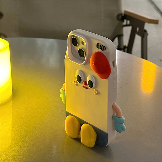 Cute Cartoon Standing Milk Box Red Hat Phone Case For iPhone 15 14 13 Pro Max Korea Lovely INS Lens Protected Soft Cover