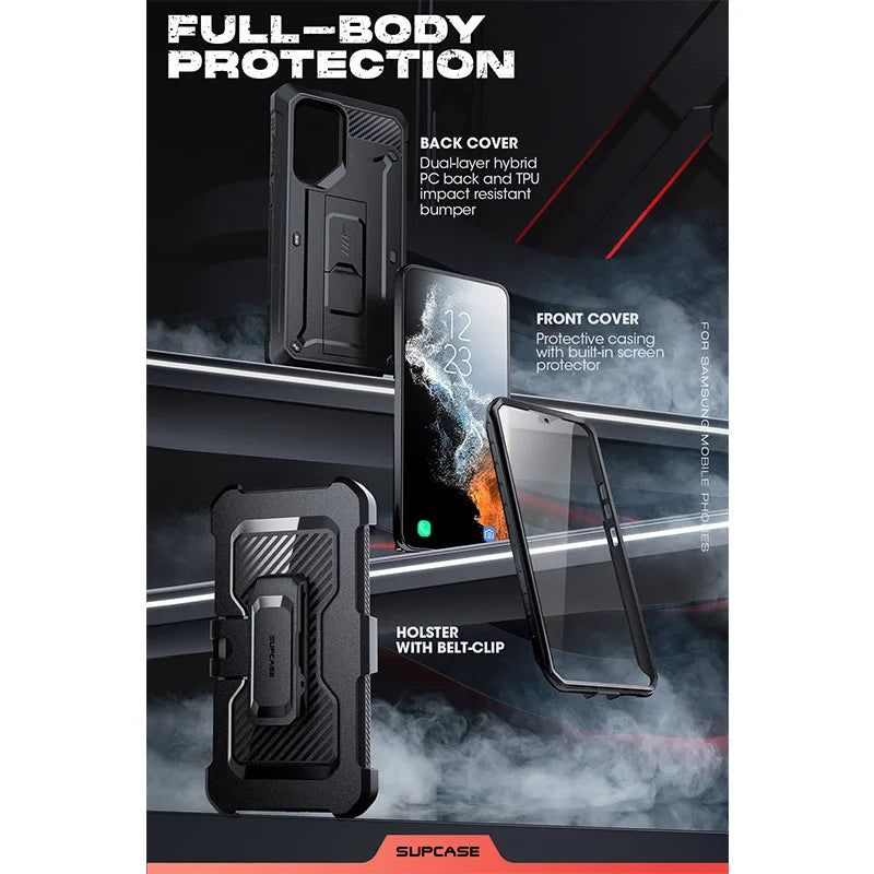 For Samsung Galaxy S22 Ultra Case 2022 UB Pro Full-Body Dual Layer Rugged Belt-Clip Case with Built-in Screen Protector
