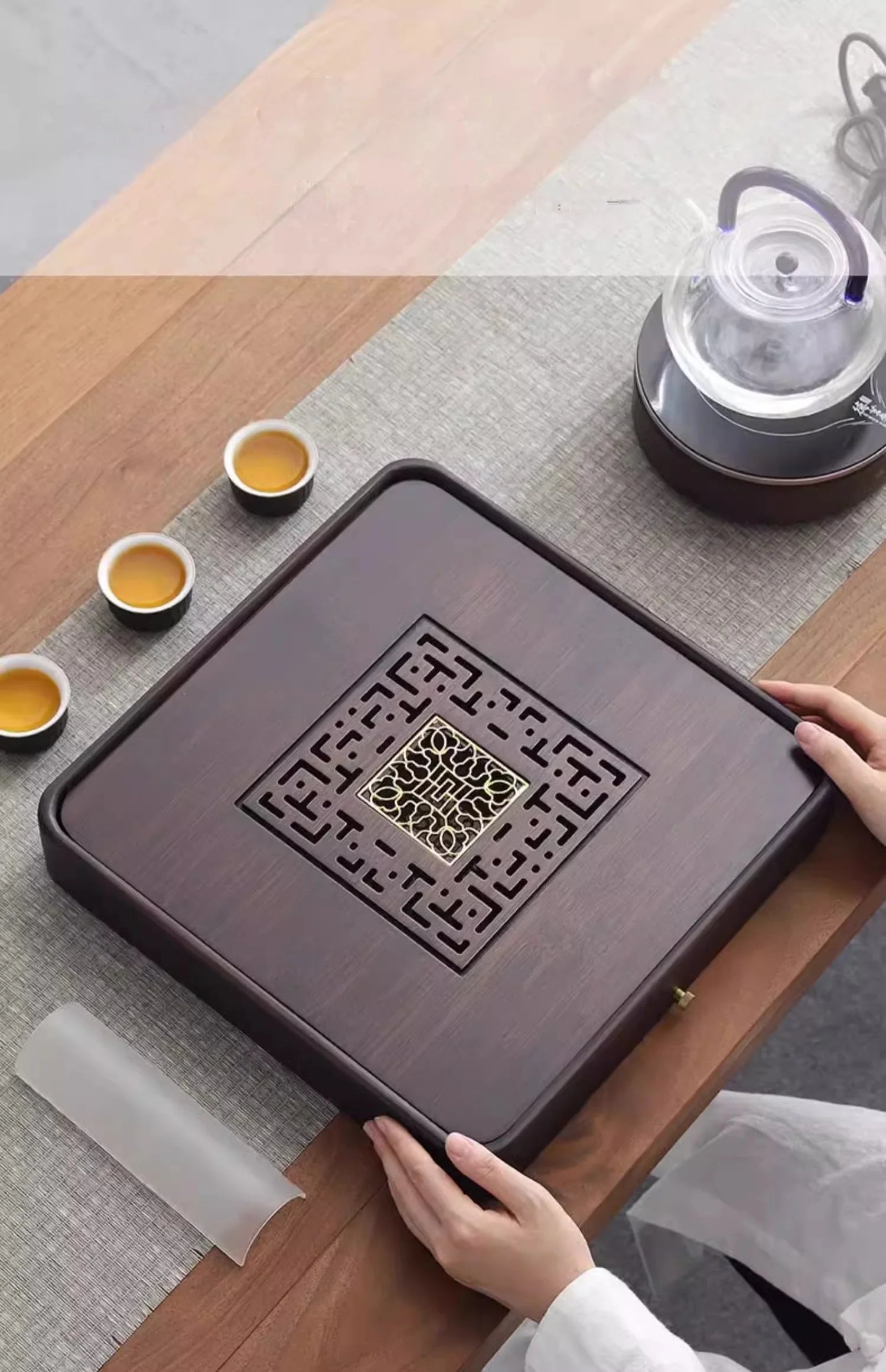 Home And Kitchen Tea Tray Portable Dishes For Tea Ta Kawi Bamboo Rectangle Wooden Tray For Chaban Tea Table Serving Trays