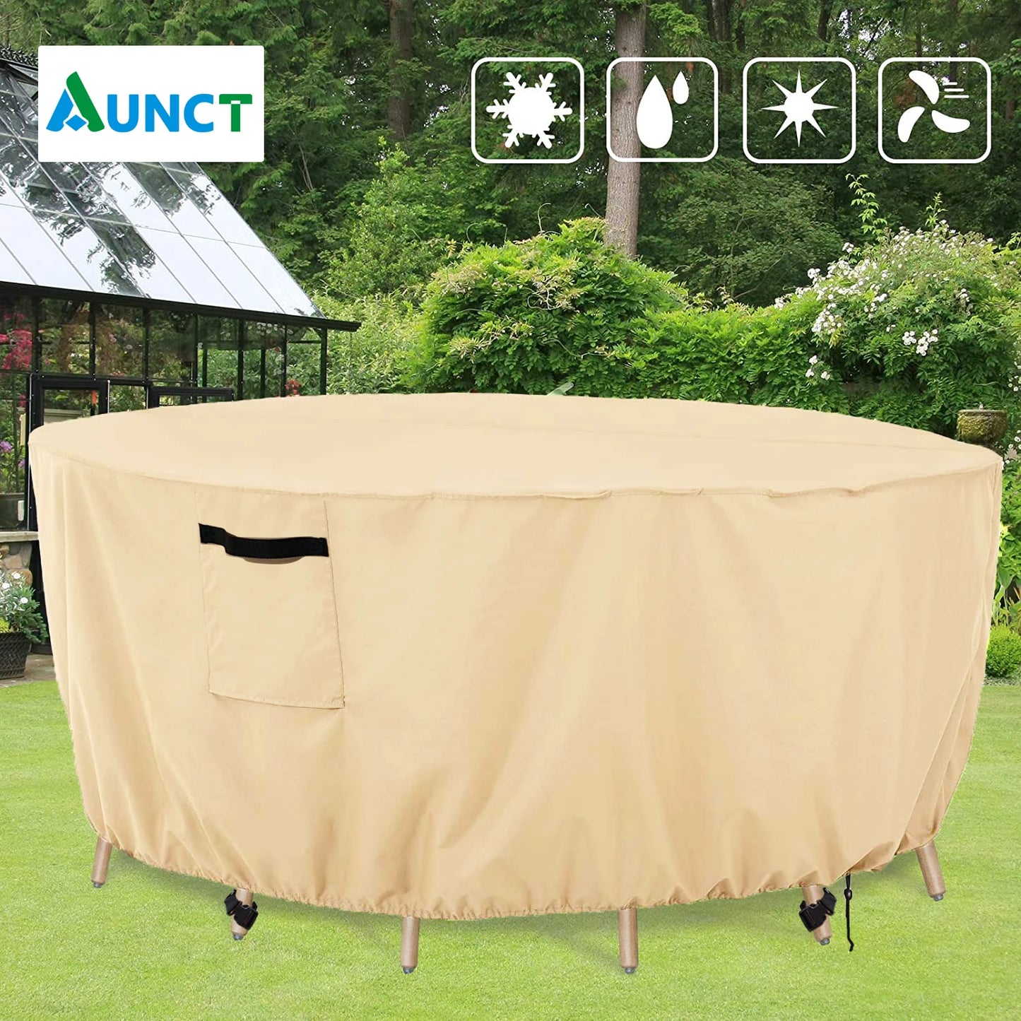 420D Waterproof Round Patio Furniture Cover Outdoor Garden Table Chair Rain Snow Dust Protector
